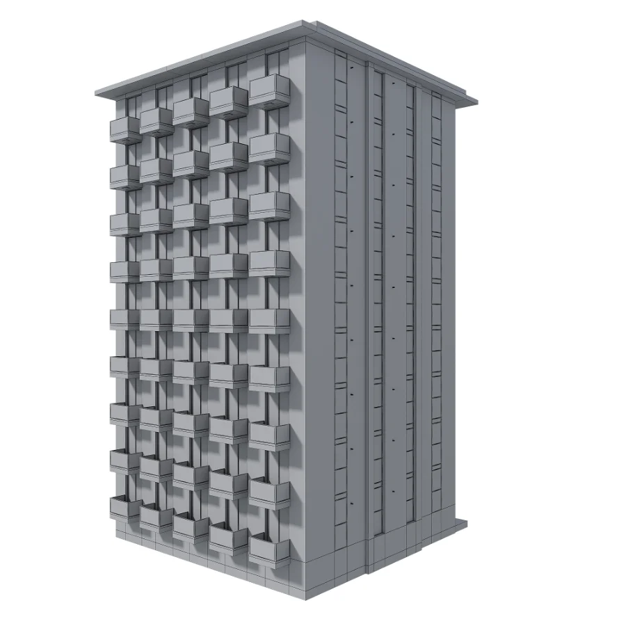 Modern Residential Building Model Image 1