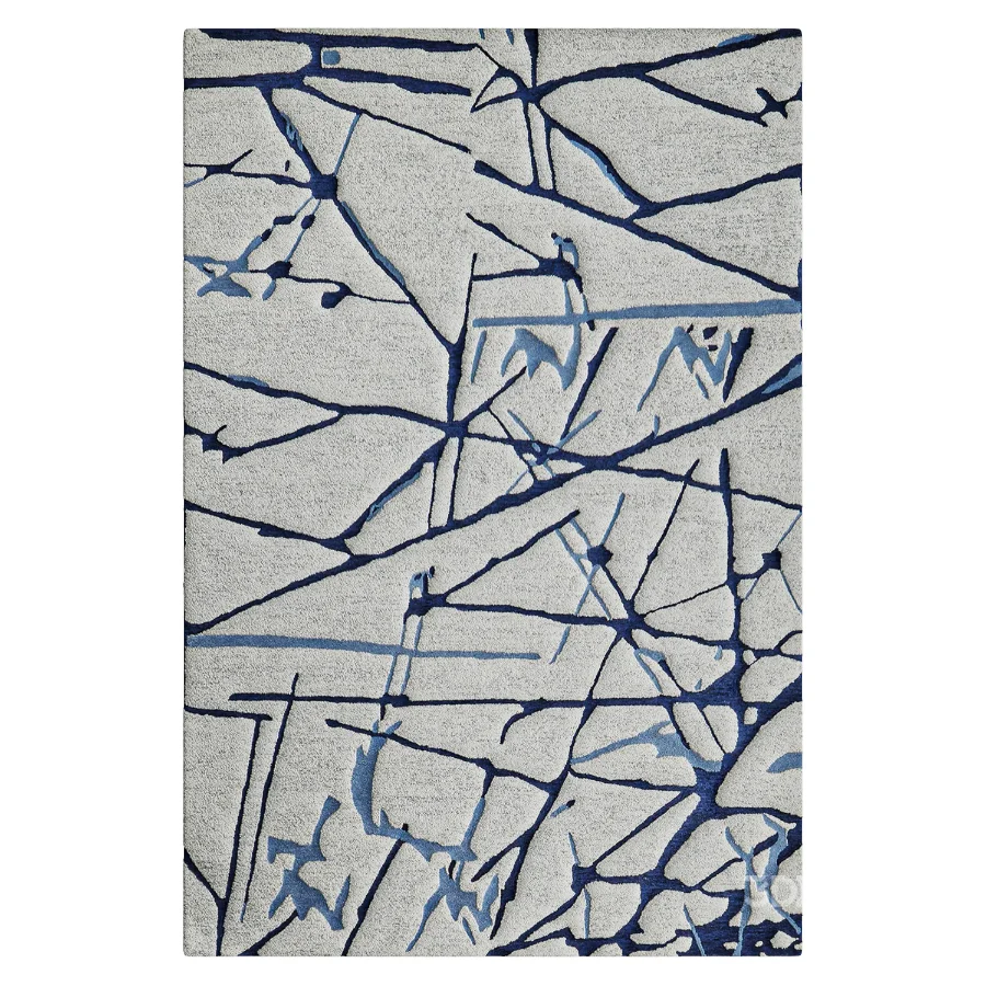 Mystic Rectangle Abstract Hand Tufted Wool Area Rug in Navy Image 2
