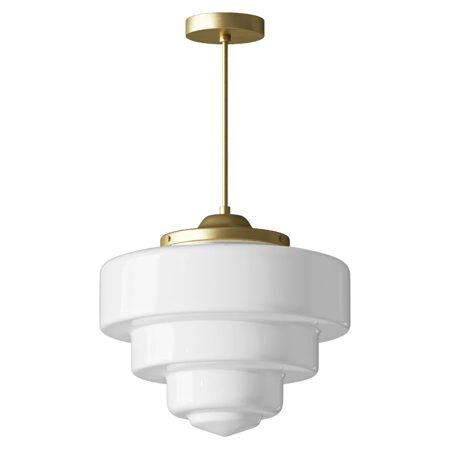 Geotower Glass Brass Pendant Light Image 2