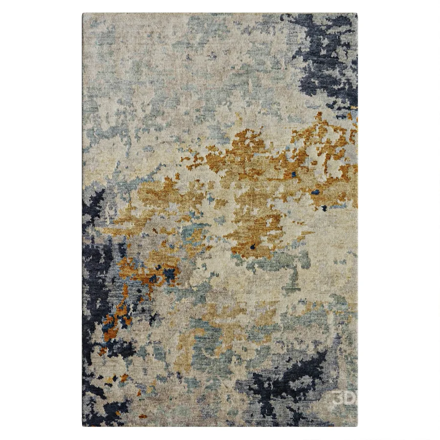 Chandlee Wool Abstract Area Rug in Blue Image 2