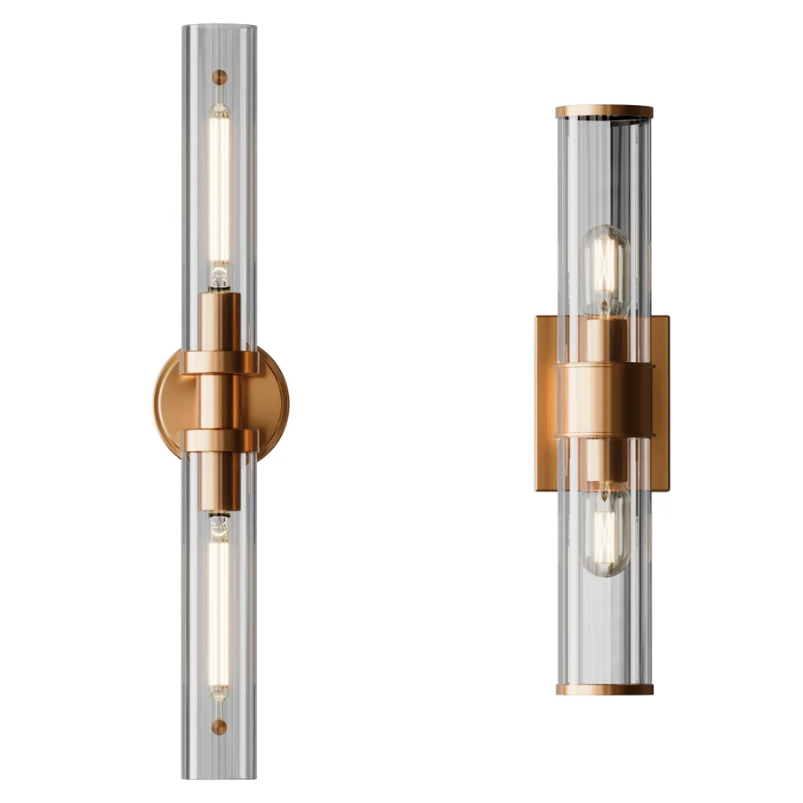 Simple Glass Cylinder Sconce And Daphne Vanity Light Image 8