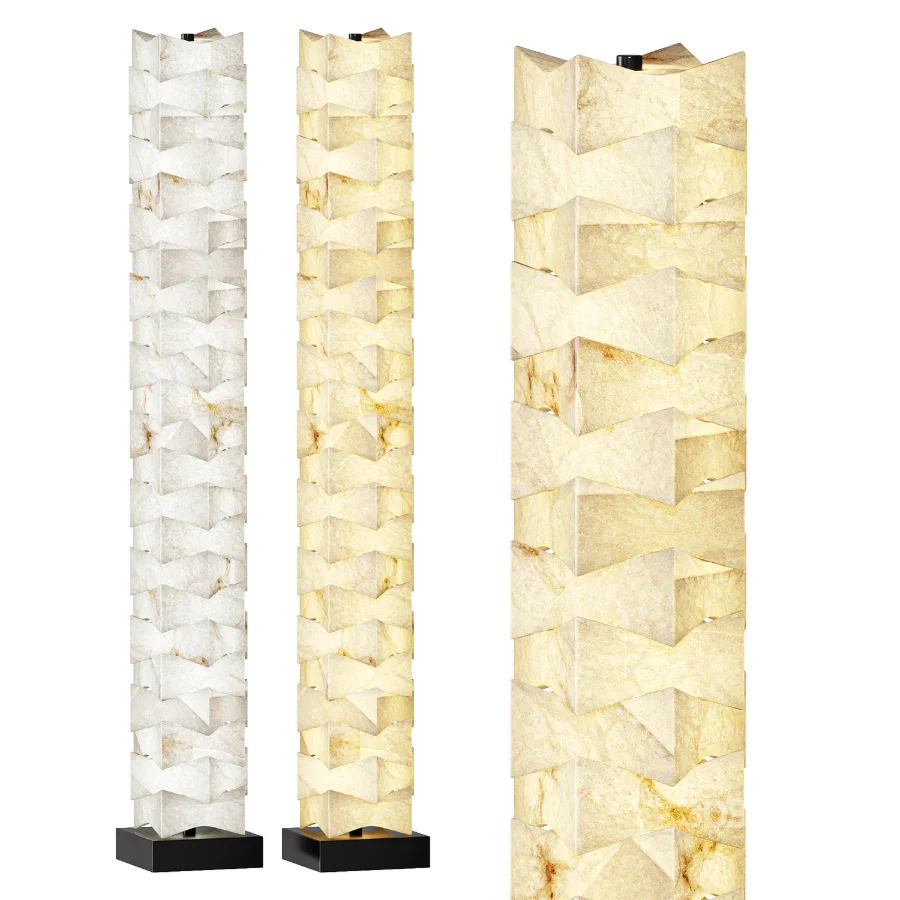 Stacked Alabaster Squares Floor Lamp Image 1