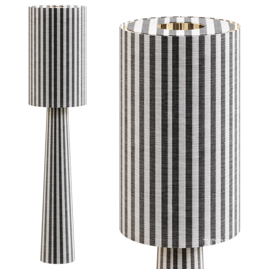 Black And White Stripe Floor Lamp Image 6