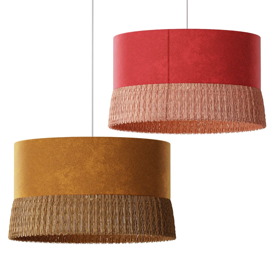 Oliver Bonas Yellow Velvet and Tassel Light Shade Image 1