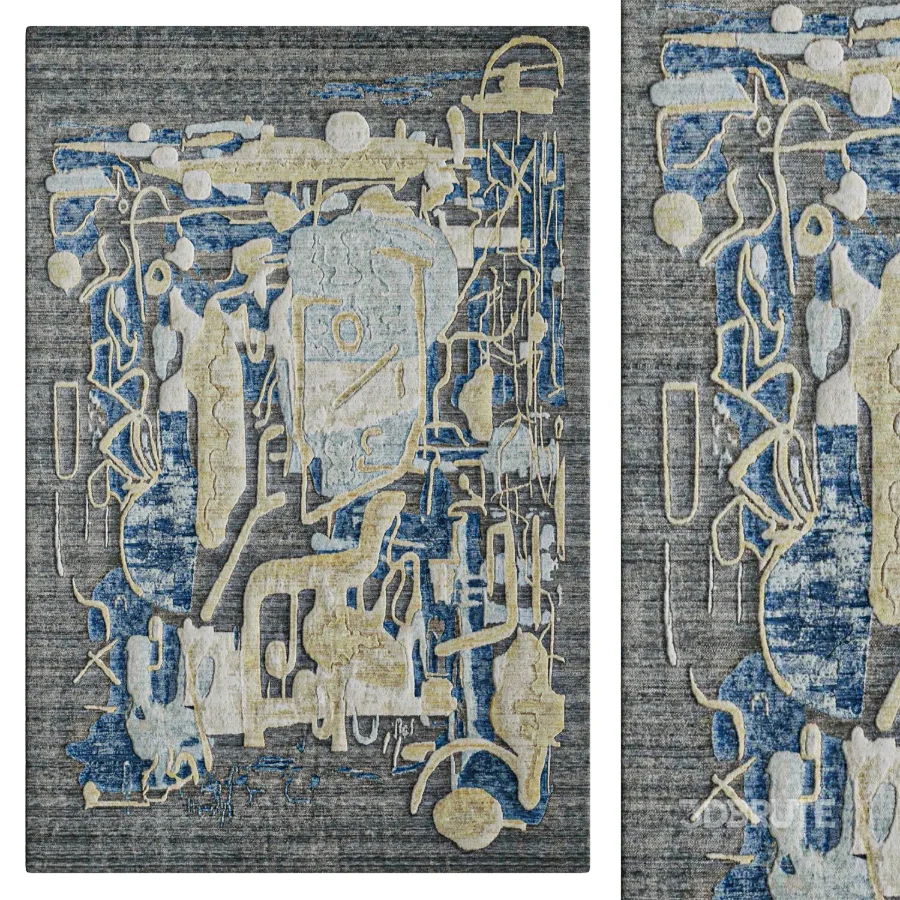 Studio Glyphs by Katie Merz Cloud Slate Wool Handcrafted Area Rug Image 1