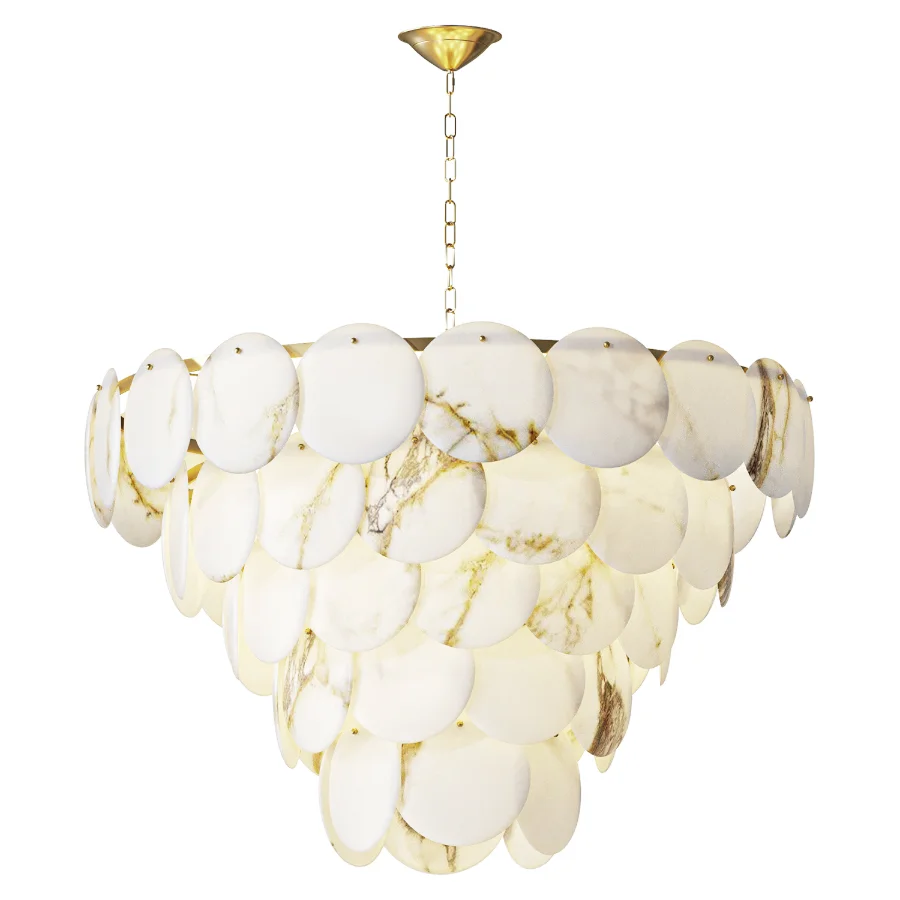 Linkori Natural Alabaster Chandelier 5 Tier Pendant Light Image 1