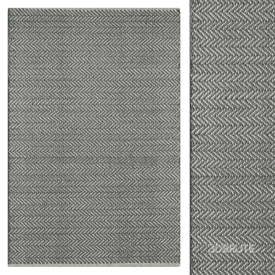 Herringbone Swedish Blue Handwoven Cotton Rug Image 1