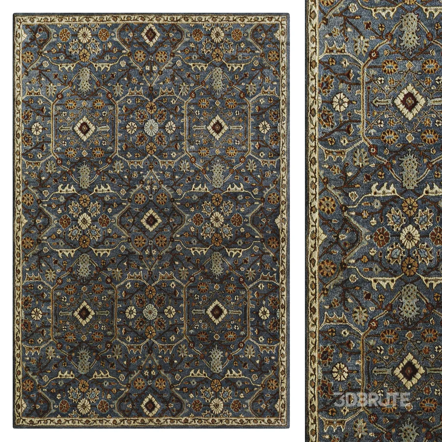 Wool Oriental Area Rug in Slated Blue Image 1