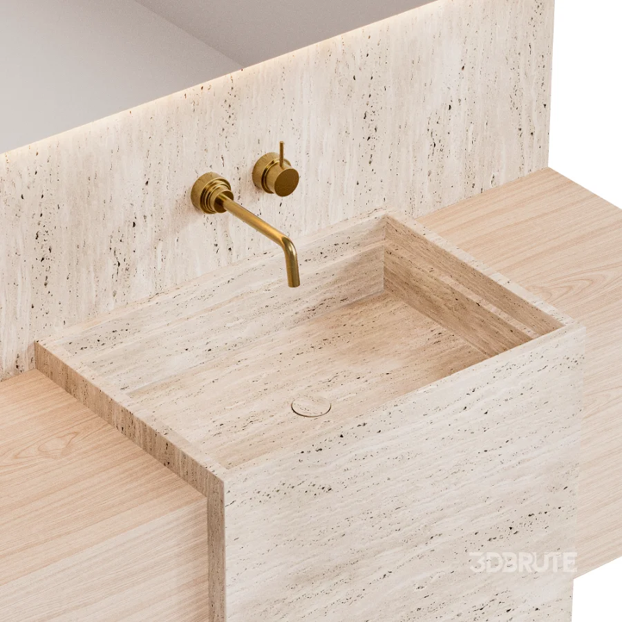 Travertine Bathroom Furniture Set 05 Image 3