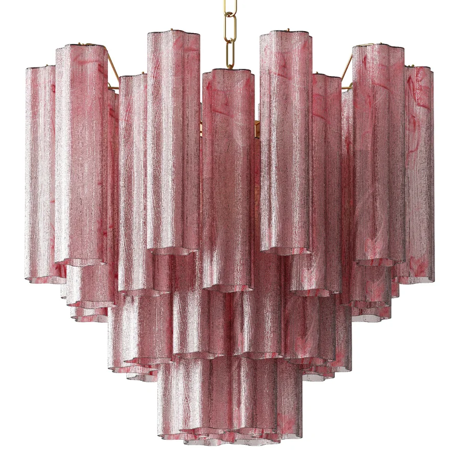 Fantastic Glass Tube Chandelier 36 Albaster Pink Glasses Image 5