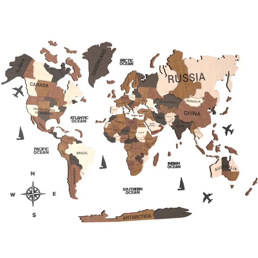 Wooden World Map Wall Decor Image 2