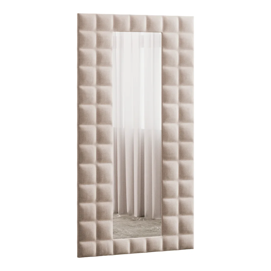 Modern Fabric Upholstered Full Length Floor Mirror 14 Image 2