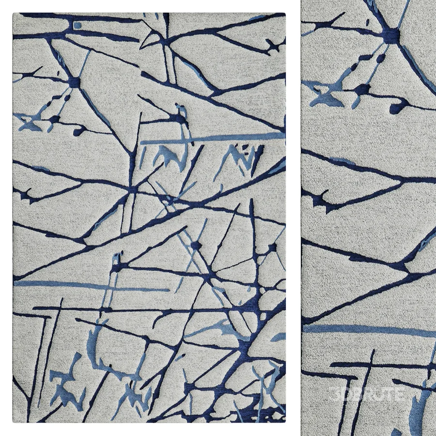 Mystic Rectangle Abstract Hand Tufted Wool Area Rug in Navy Image 1