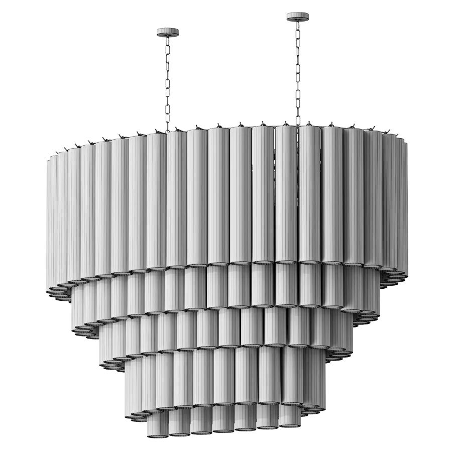 Large Chandelier Murano Glass 120 White Cylinders 70s Image 3