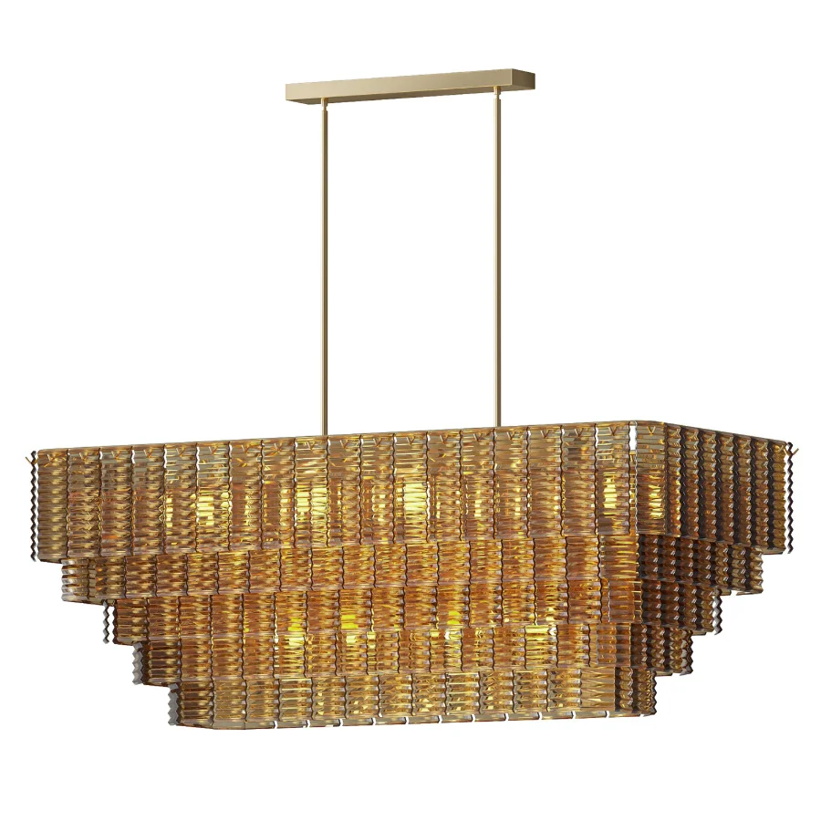 Sirene Smoke Glass Rectangular Chandelier 59 Image 2