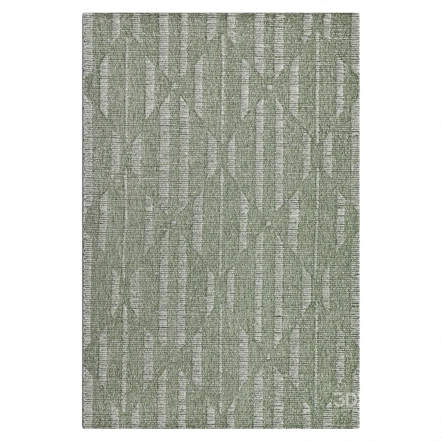 Hazen Hand Tufted Wool Geometric Area Rug in Green Image 2