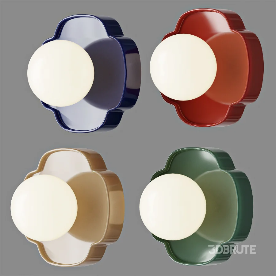 Flower Shape Round Glass Wall Lamp White Ceramic Opal NineLighting Image 3