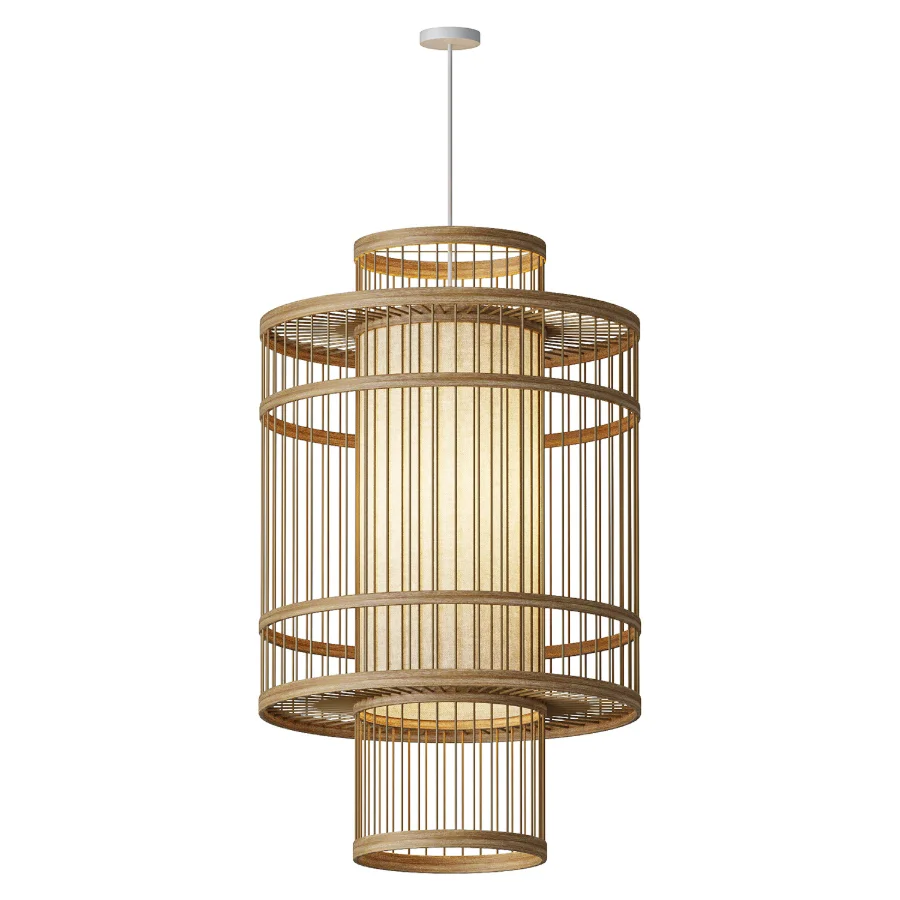 Ankur Slavic Bamboo Fabric Pendant Light Image 2