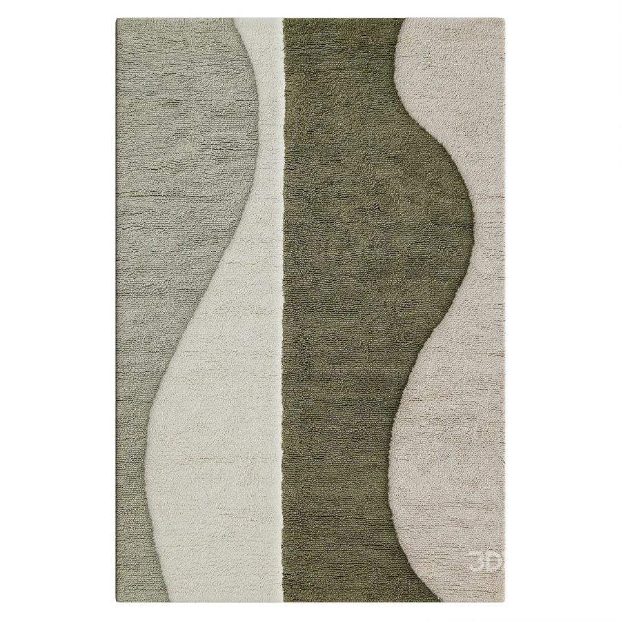 Modern Wave Shag Wool Rug Image 2