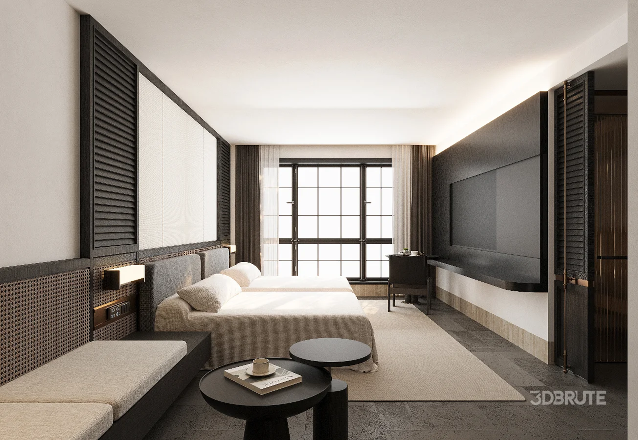 Modern bedroom hotel room Image 1