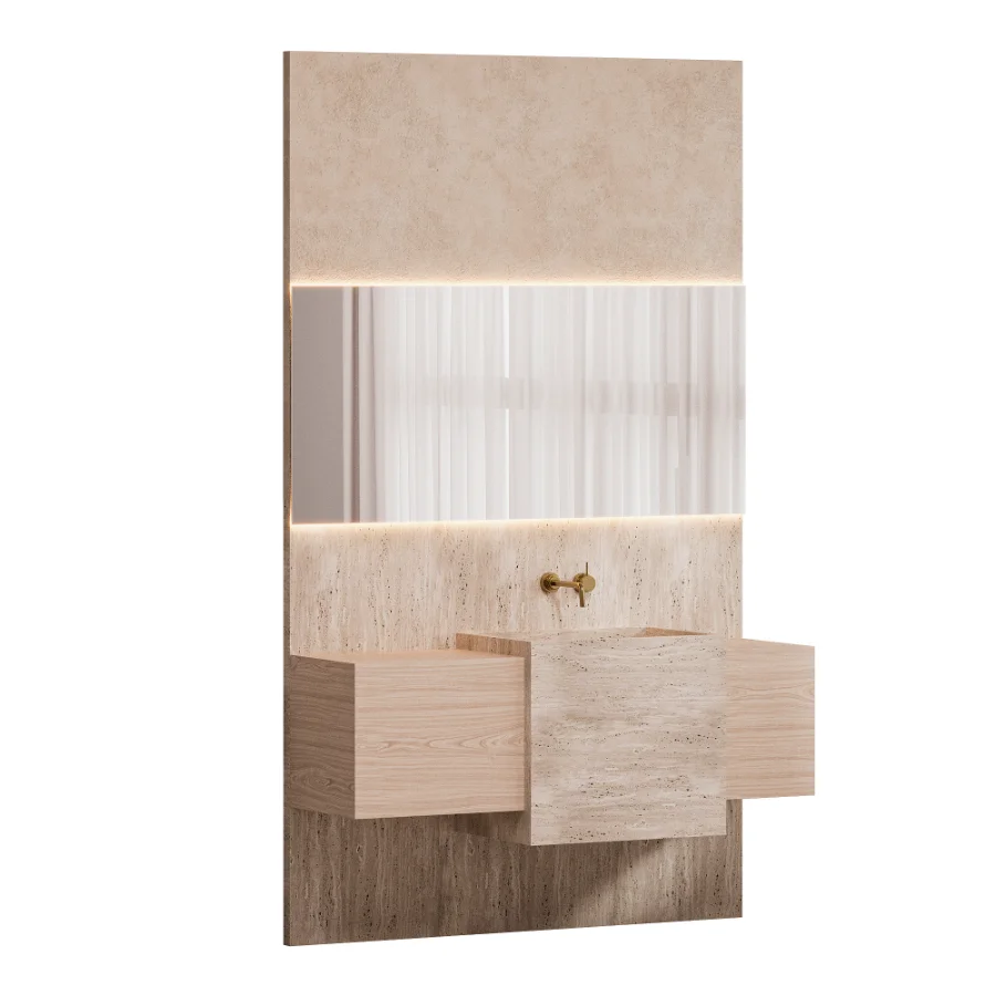 Travertine Bathroom Furniture Set 05 Image 1