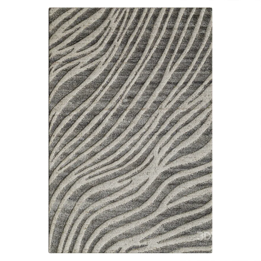 Naturalist Hand Knotted Rug in Gray Image 2