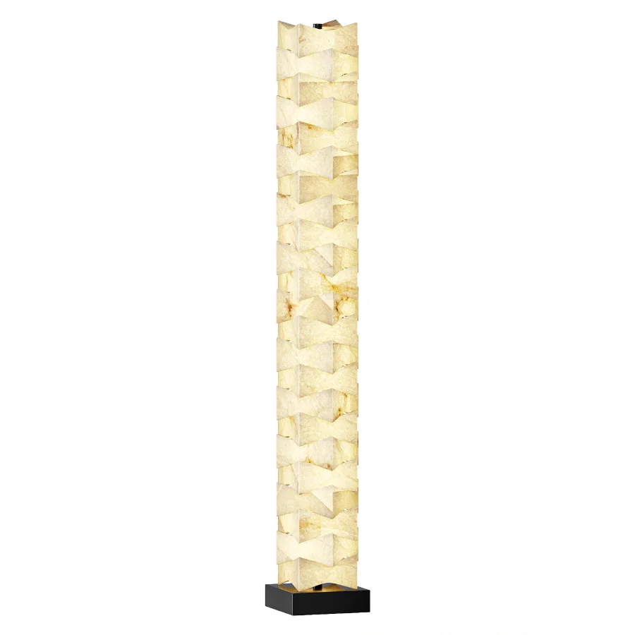 Stacked Alabaster Squares Floor Lamp Image 3