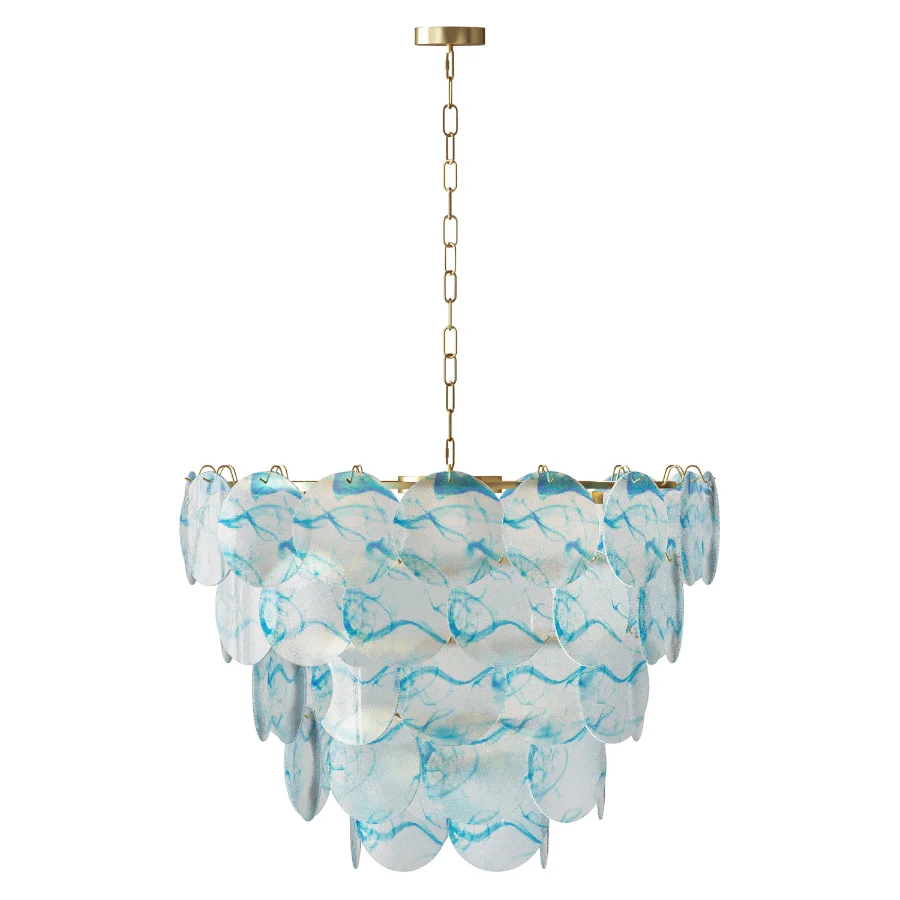 Blue Murano Disc Chandelier Image 1