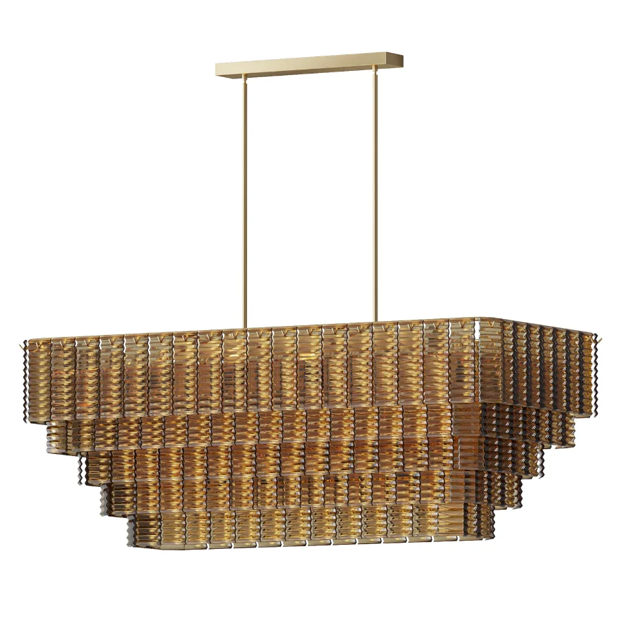 Sirene Smoke Glass Rectangular Chandelier 59 Image 1