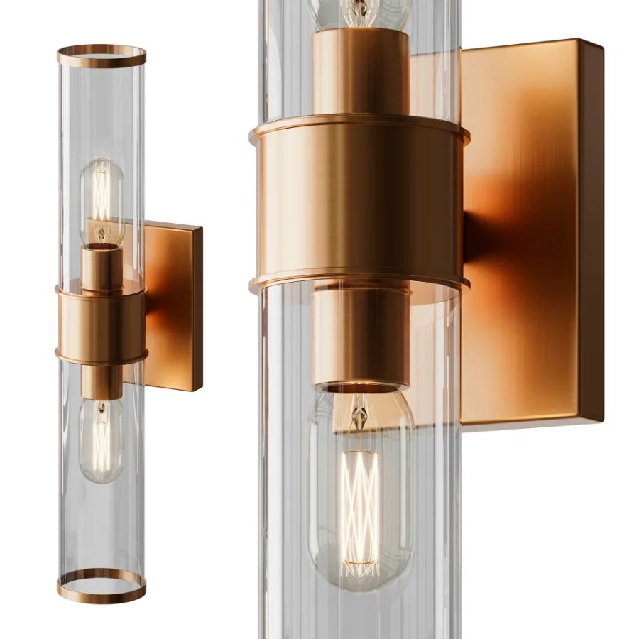Simple Glass Cylinder Sconce And Daphne Vanity Light Image 6
