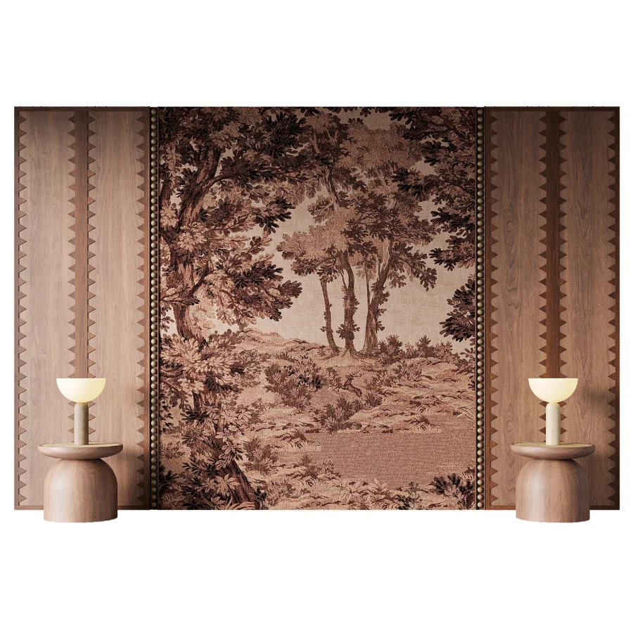 Timeless Wood Headboard with Artistic Panels Image 2