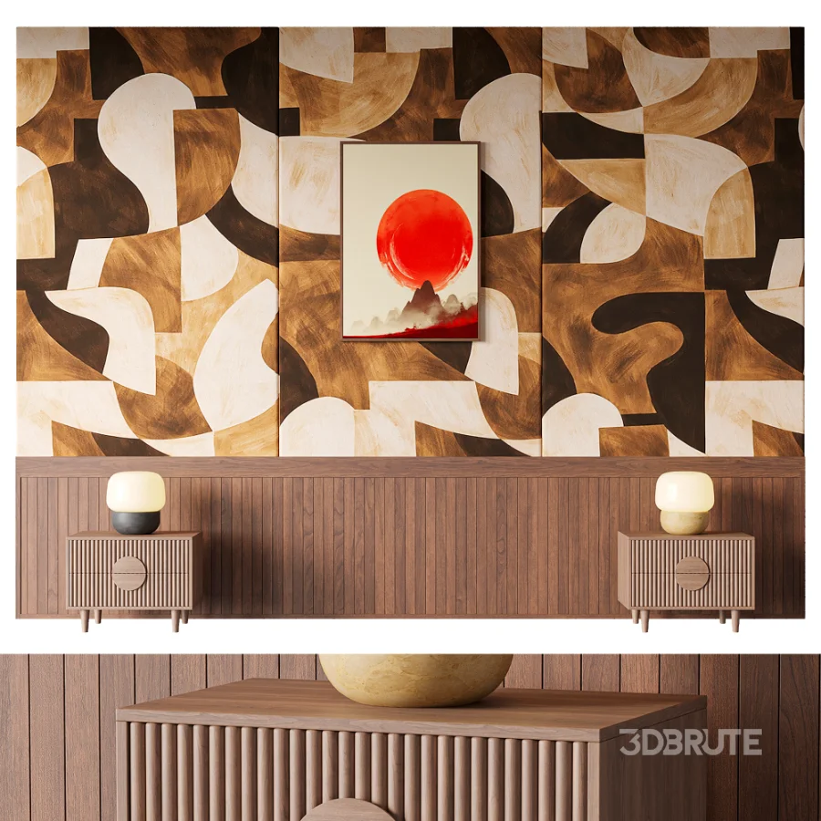 Mid-Century Organic Abstract Wall Mural Image 1