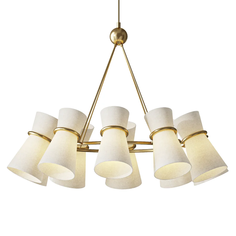 Clarkson White Glass Brass 10 Light Chandelier Image 2