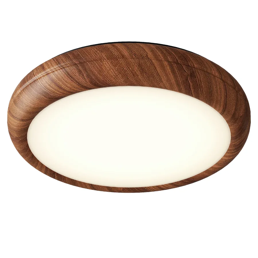Wood Grain Round Ceiling Lamp Image 1