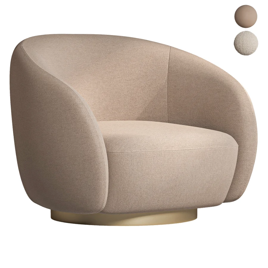 EICHHOLTZ Swivel Armchair BRICE Boucle Cream Image 1