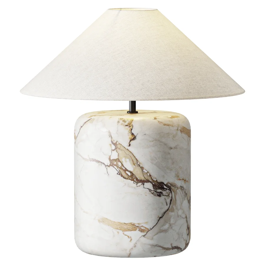 Block Golden Calacatta Marble Table Lamp Image 1