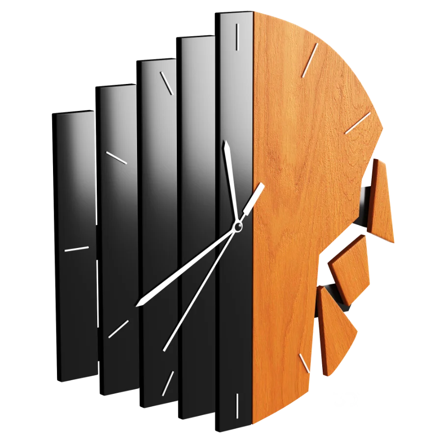 Black Wall Clock with Unique Fragmented Design Image 1