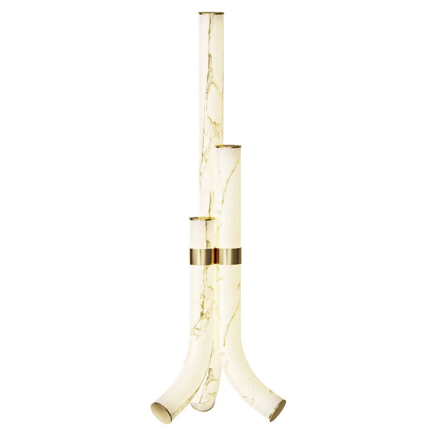 Modern Alabaster Piped Floor Lamp Image 2