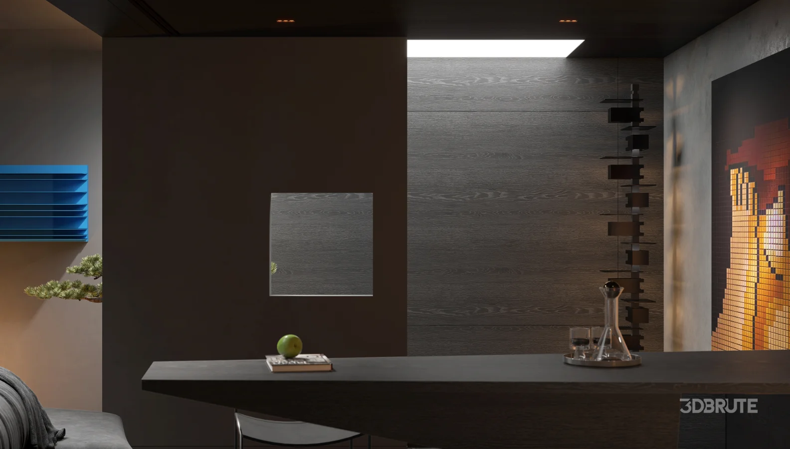 Modern Dark Villa Living Room Image 4