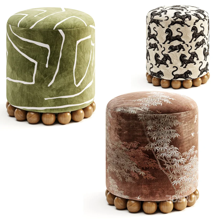 Dex Leopard Performance Jacquard Ottoman Image 2