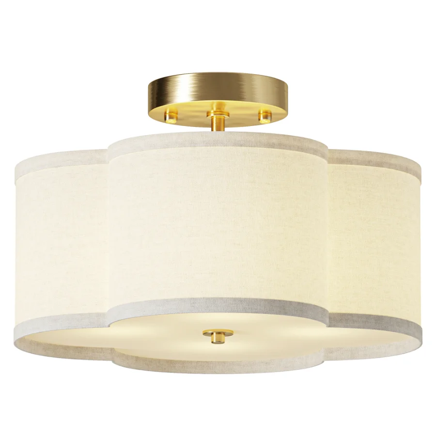 Fabric Semi Flush Mount Ceiling Light Fixture Image 2