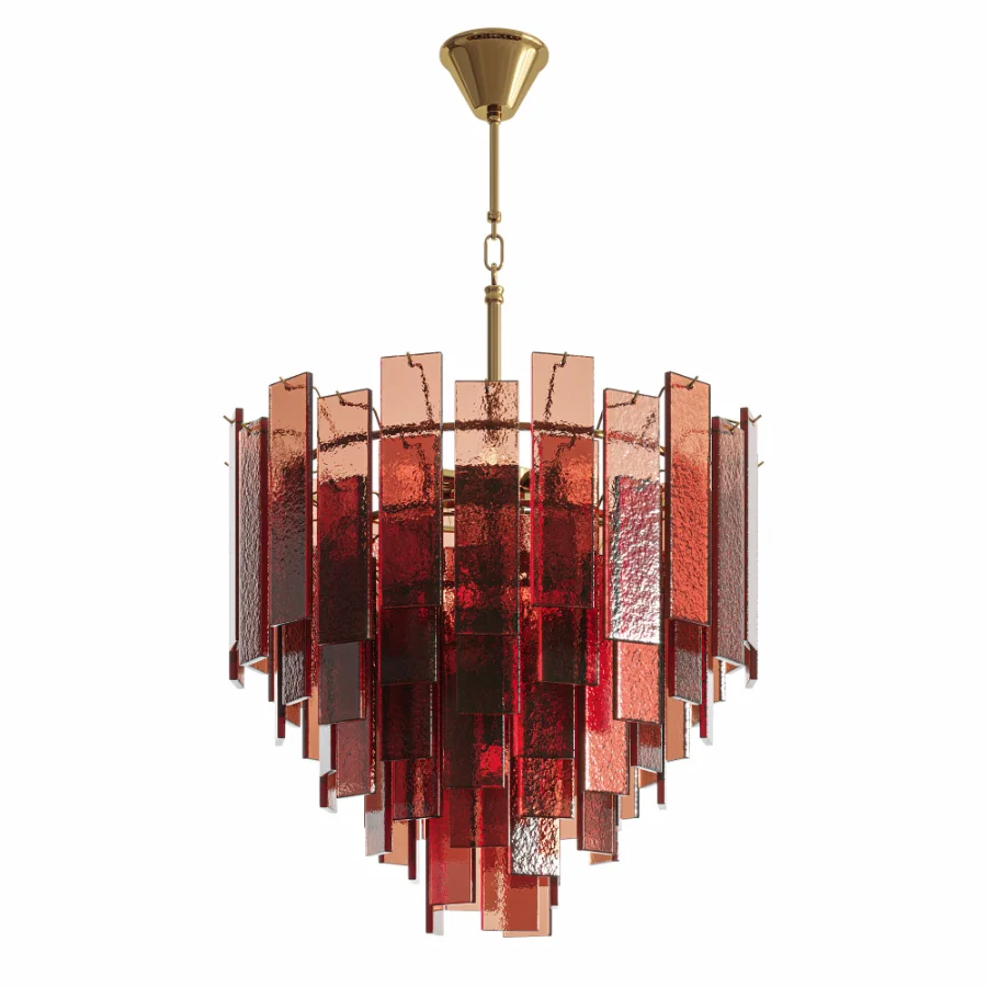 Ceiling chandelier Ice corrugated glass brass Image 1