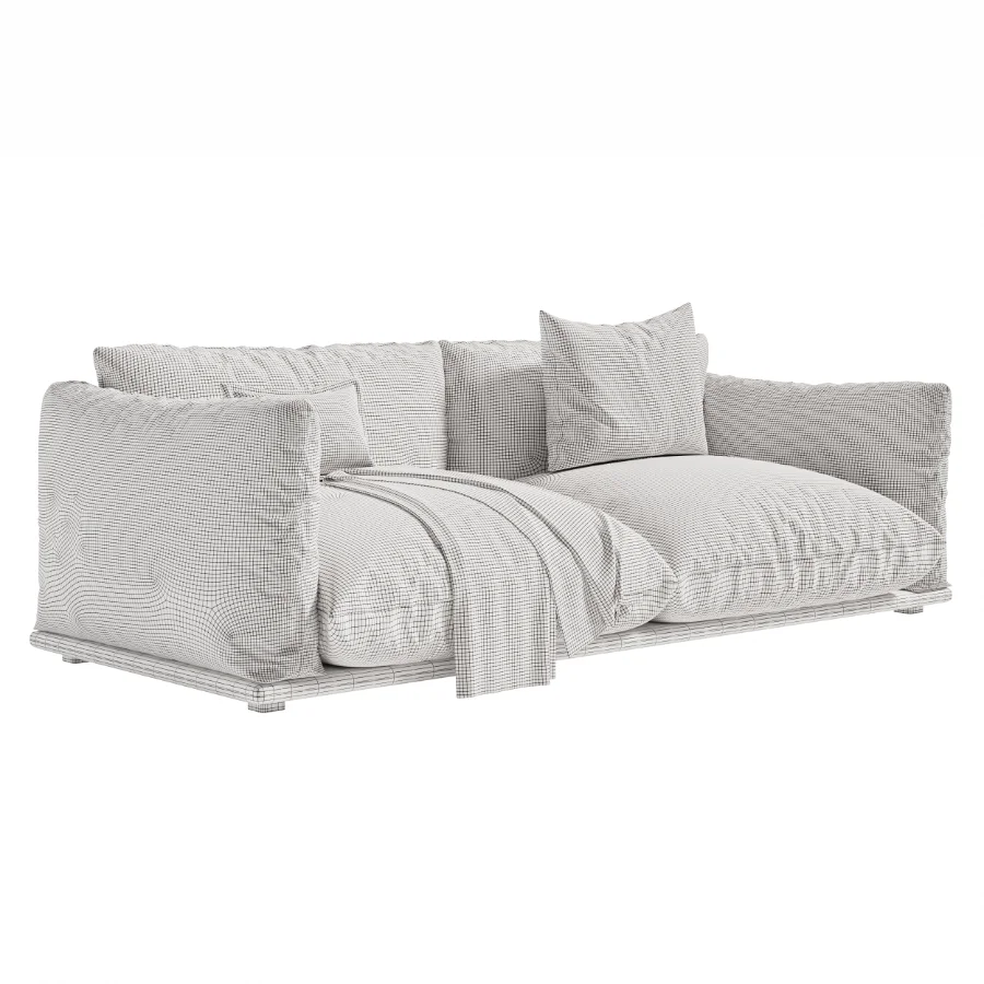 Modern Soft Velvet Sofa with Cushions and Throw Blanket Image 6