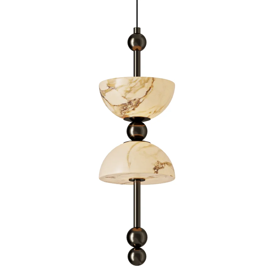 Hozo Design Duo Alabaster Brass Pendant Image 2