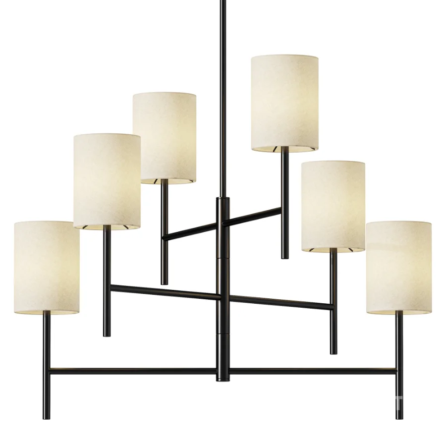 Barbara Barry Key Linen Drum Chandelier 6 Light Image 2