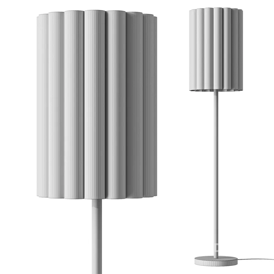 FareDecor Folia Walnut Linen Scalloped Floor Lamp Image 3