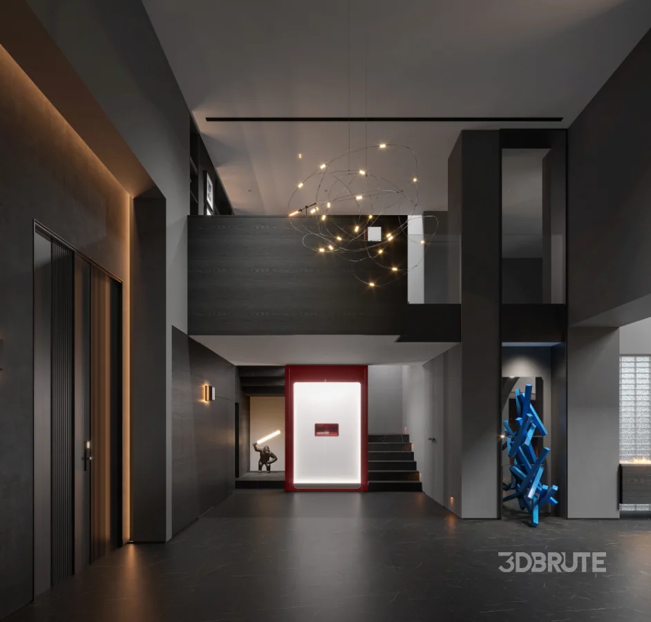 Modern Dark Villa Living Room Image 9