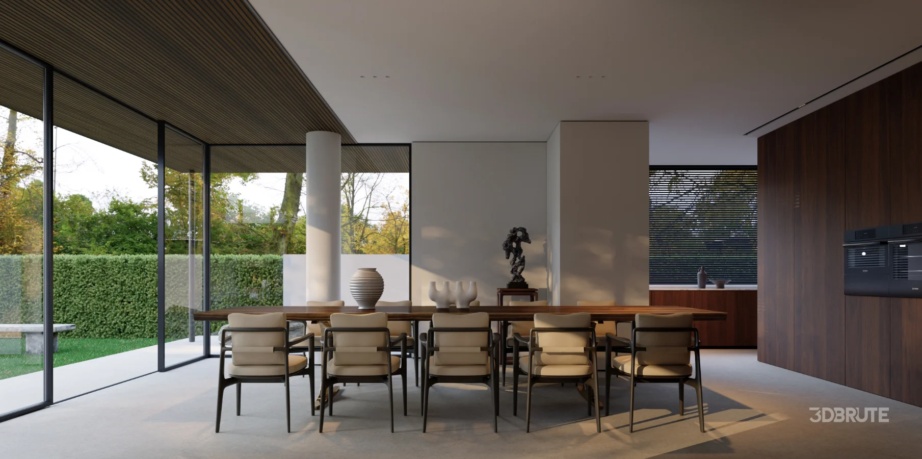 Modern courtyard living room and dining room Image 7