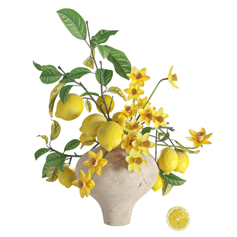 Spring Daffodils Lemon Branches Bouquet Image 1