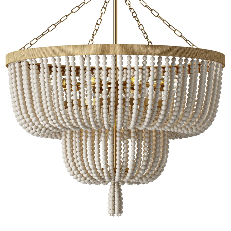 Regina Andrew Cameron White Rattan Chandelier Image 1